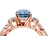 Rose gold Fancy Blue Radiant  Three-Stone Diamond Ring with Pavé Split Shank and Four-Prong Setting_49