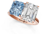 Rose gold Fancy Blue Radiant  and Emerald Cut Toi Moi Ring with Prong Setting_47