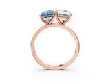 Rose gold Fancy Blue Radiant  and Emerald Cut Toi Moi Ring with Prong Setting_49