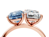 Rose gold Fancy Blue Radiant  and Emerald Cut Toi Moi Ring with Prong Setting_50