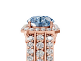 Rose gold Fancy Blue Round -Cut Halo Diamond Ring with Split Shank and Four-Prong Setting_89
