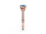 Rose gold Fancy Blue Round  Brilliant Cut Diamond Engagement Ring with Pavé Band and Four-Prong Setting_50