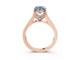 Rose gold Fancy Blue Round  Brilliant Cut Diamond Engagement Ring with Pavé Band and Four-Prong Setting_51