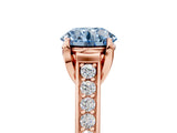 Rose gold Fancy Blue Round  Brilliant Cut Diamond Engagement Ring with Pavé Band and Four-Prong Setting_53