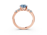 Rose gold Fancy Blue Round  Brilliant Cut Diamond Five-Stone Prong Set Engagement Ring with Channel Band_6