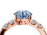 Rose gold Fancy Blue Round  Brilliant Cut Diamond Five-Stone Prong Set Engagement Ring with Channel Band_7