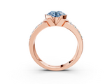 Rose gold Fancy Blue Round  Brilliant Diamond Channel Set Wide Band Ring with Bezel Setting_23