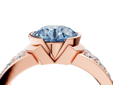Rose gold Fancy Blue Round  Brilliant Diamond Channel Set Wide Band Ring with Bezel Setting_24