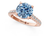 Rose gold Fancy Blue Round  Brilliant Diamond Solitaire with Pavé Band and Four-Prong Setting 2