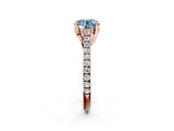 Rose gold Fancy Blue Round  Brilliant Diamond Solitaire with Pavé Band and Four-Prong Setting 3