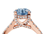 Rose gold Fancy Blue Round  Brilliant Diamond Solitaire with Pavé Band and Four-Prong Setting 5