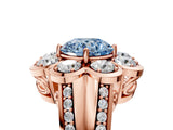 Rose gold Fancy Blue Round  Brilliant Flower Halo Diamond Split Shank Ring_79