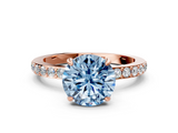 Rose gold Fancy Blue Round  Brilliant Pavé Band Solitaire with Four-Prong Setting_53