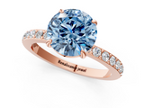 Rose gold Fancy Blue Round  Brilliant Pavé Band Solitaire with Four-Prong Setting_54