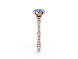 Rose gold Fancy Blue Round  Brilliant Pavé Band Solitaire with Four-Prong Setting_55