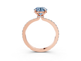 Rose gold Fancy Blue Round  Brilliant Pavé Band Solitaire with Four-Prong Setting_56