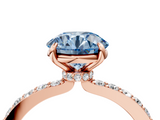 Rose gold Fancy Blue Round  Brilliant Pavé Band Solitaire with Four-Prong Setting_57