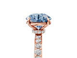 Rose gold Fancy Blue Round  Brilliant Pavé Band Solitaire with Four-Prong Setting_58