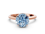 Rose gold Fancy Blue Round  Brilliant Solitaire Engagement Ring with Six-Prong Setting and Classic Band_20