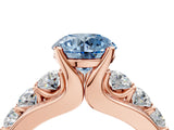 Rose gold Fancy Blue Round  Brilliant Solitaire with Side Stones on a Pave Band and Four-Prong Setting_28