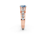 Rose gold Fancy Blue Round  Brilliant Solitaire with Side Stones on a Pave Band and Four-Prong Setting_92