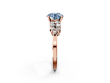 Rose gold Fancy Blue Round  Cluster Diamond Engagement Ring with Pavé Band and Four-Prong Setting_34
