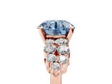 Rose gold Fancy Blue Round  Cluster Diamond Engagement Ring with Pavé Band and Four-Prong Setting_37