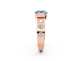 Rose gold Fancy Blue Round Cut Brilliant Channel-Set Diamond Ring with Bezel Prong Setting_2
