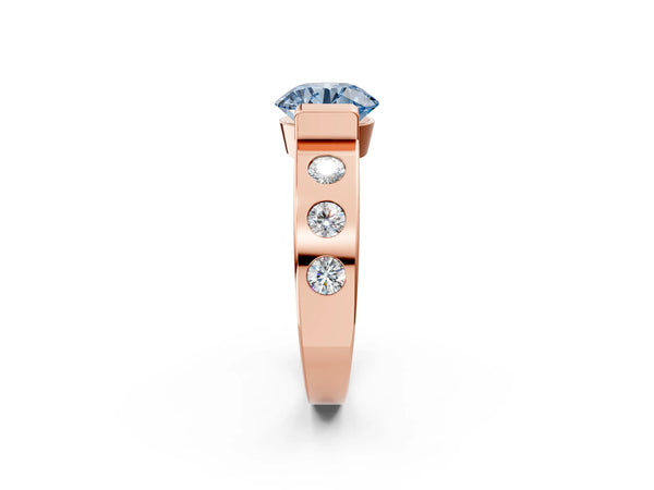 Rose Gold Round Tension Style Engagement Ring Setting for Fancy Blue Center