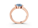 Rose gold Fancy Blue Round Cut Brilliant Channel-Set Diamond Ring with Bezel Prong Setting_3
