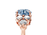 Rose gold Fancy Blue Round Cut Brilliant Diamond Cluster Accent Solitaire Ring with Prong Setting_5