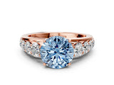 Rose gold Fancy Blue Round Cut Brilliant Diamond Pavé Band with Six-Prong Setting_12
