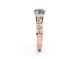 Rose gold Fancy Blue Round Cut Brilliant Diamond Pavé Band with Six-Prong Setting_14