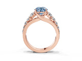 Rose gold Fancy Blue Round Cut Brilliant Diamond Pavé Band with Six-Prong Setting_15