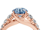 Rose gold Fancy Blue Round Cut Brilliant Diamond Pavé Band with Six-Prong Setting_16