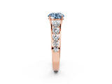 Rose gold Fancy Blue Round Cut Brilliant Diamond Pavé Band with Six-Prong Setting_2