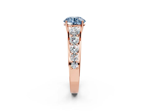 Rose gold Fancy Blue Round Cut Brilliant Diamond Pavé Band with Six-Prong Setting_2