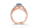 Rose gold Fancy Blue Round Cut Brilliant Diamond Pavé Band with Six-Prong Setting_3