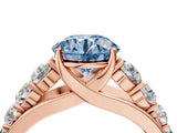 Rose gold Fancy Blue Round Cut Brilliant Diamond Pavé Band with Six-Prong Setting_4