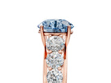 Rose gold Fancy Blue Round Cut Brilliant Diamond Pavé Band with Six-Prong Setting_5