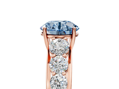 Rose gold Fancy Blue Round Cut Brilliant Diamond Pavé Band with Six-Prong Setting_5