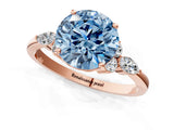 Rose gold Fancy Blue Round Cut Brilliant Diamond Solitaire Ring with Pear Side Stones and Four-Prong Setting_4