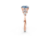 Rose gold Fancy Blue Round Cut Brilliant Diamond Solitaire Ring with Pear Side Stones and Four-Prong Setting_5