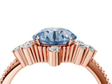 Rose gold Fancy Blue Round Cut Brilliant Diamond with Cluster Setting on a Beaded Band and Four-Prong Setting_4