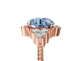 Rose gold Fancy Blue Round Cut Brilliant Diamond with Cluster Setting on a Beaded Band and Four-Prong Setting_5