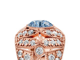 Rose gold Fancy Blue Round Cut Brilliant Halo Pave Diamond Milgrain Ring_5