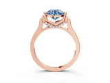 Rose gold Fancy Blue Round Cut Brilliant Solitaire Diamond Ring with Channel Set Band and Bar Prong Setting_3