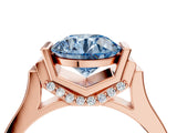 Rose gold Fancy Blue Round Cut Brilliant Solitaire Diamond Ring with Channel Set Band and Bar Prong Setting_4