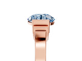 Rose gold Fancy Blue Round Cut Brilliant Solitaire Diamond Ring with Channel Set Band and Bar Prong Setting_5