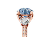 Rose gold Fancy Blue Round Cut Brilliant Three-Stone Diamond Ring with Pavé Band and Four-Prong Setting_8